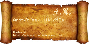 Andrásek Miklós névjegykártya