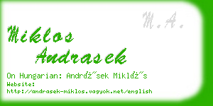 miklos andrasek business card
